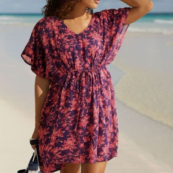 Lands' End Other - Lands' End Purple Floral Drawstring Swim Coverup